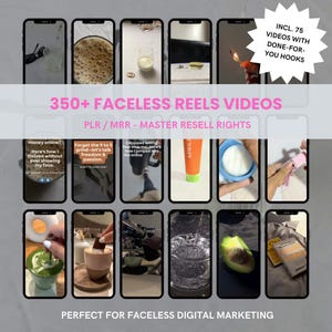 350+ Faceless Reels Bundle, Videos, Faceless Marketing, Faceless Reels, Faceless Video, Aesthetic Reels, Digital Marketing, MRR/PLR, Canva