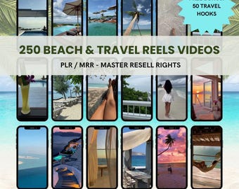 250 Beach & Travel Reels Videos Bundle: MRR, PLR (Digital Download)
