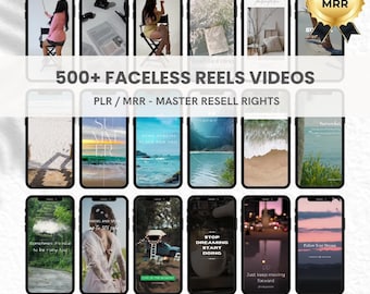 Más de 500 vídeos de Reels de Instagram sin rostro, PLR MRR (Descarga digital)