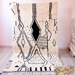 Beni ourain rug, Authentic Moroccan rug, Berber carpet, Genuine Wool rug, Handmade rug, Beni ourain style, Area rug, Tapis berbere, Teppich