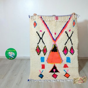 Handmade Beni Ourain Rug: Small Wool Moroccan Rug, Boho Decor