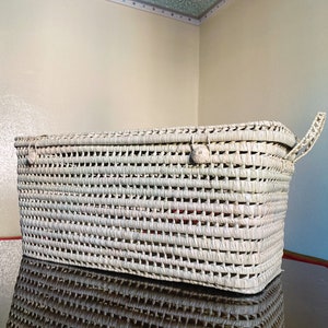 多用途の籐収納トランク - ボヘミアンパームリーフチェストとバスケット - Bohème Malle de rangement en osier et panier en feuilles de palmier