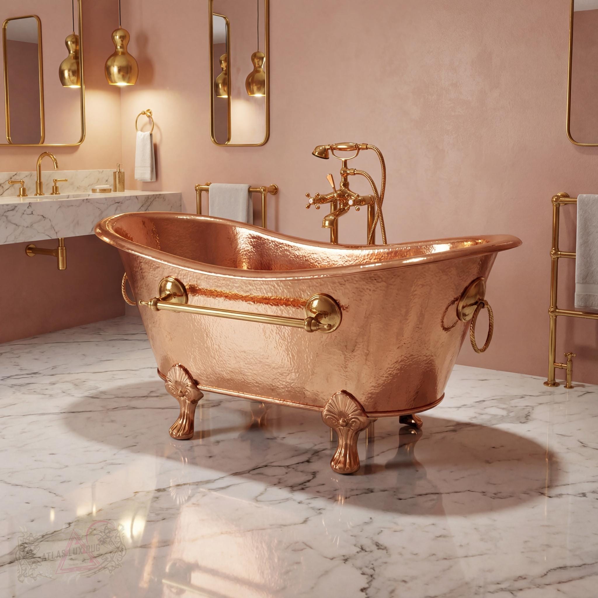 Vintage Copper Clawfoot Freestanding ...