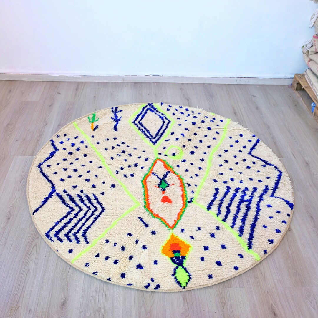 Morocco Round Rug Pattern Circle Rug - Authentic Beni Ourain Design - Moroccan Round Rug - Eye ...