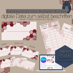 Dashboards and trackers A6 for digital self-labelling for Red Line budget binders