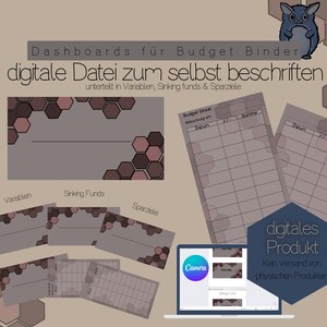 Dashboards and trackers A6 for digital self-inscription for budget binders Brown line