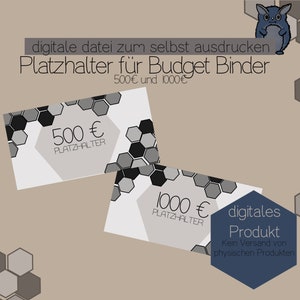 Self-printable 500 & 1000 EUR budget envelope placeholders for your A6 budget binder Black and White