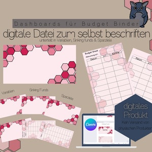 Dashboards and trackers A6 for digital self-labeling for budget binders magenta blank