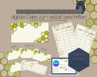 Dashboards und Tracker A6 zum digitalen selbstbeschriften für Budgetbinder Lime Blanko