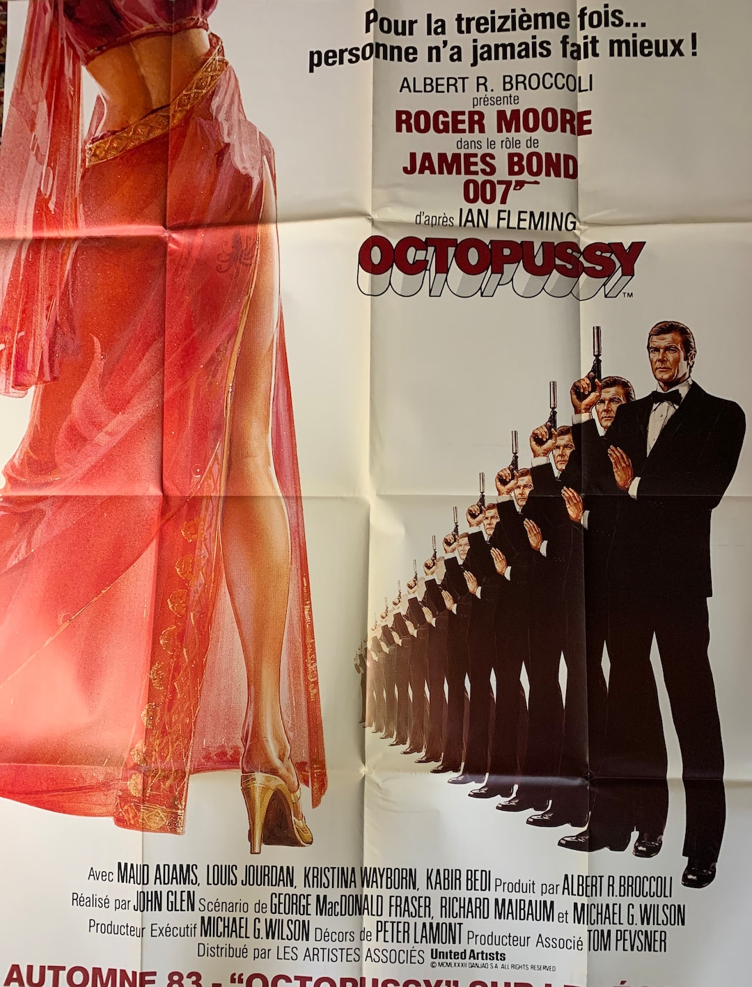 French Grande Size Huge Folded Octopus James Bond Original Roger Moore. Etsy