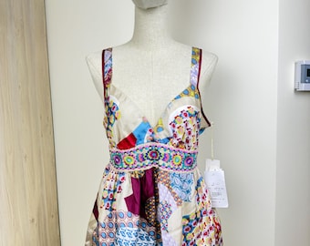 Johnny Was Silk Patchwork Camisole: Boho Festival Top, Size S