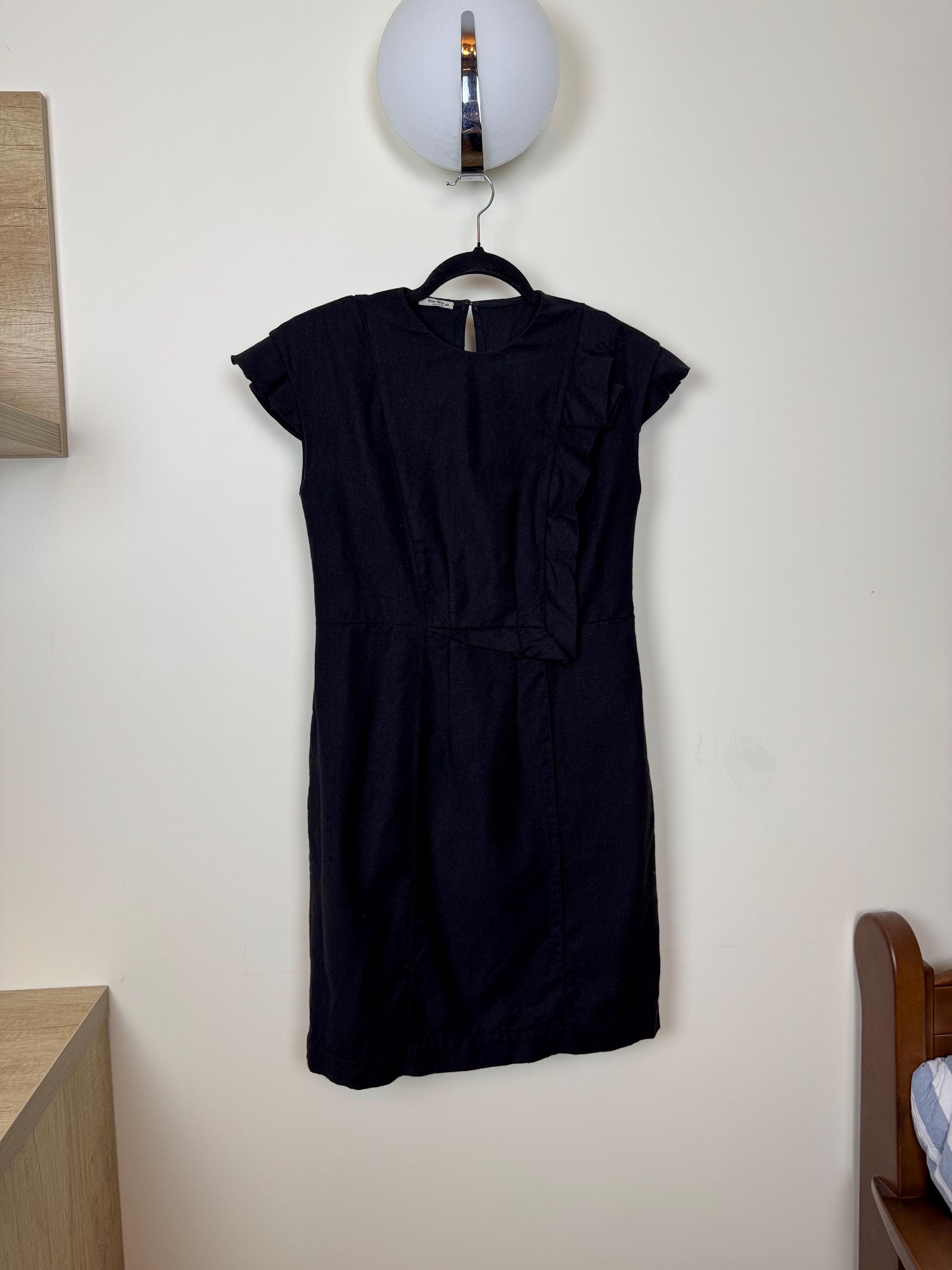 ワンピース MiuMiu DRESS (MF5497SOOO15Q9 F022X) Miu Miu Dark Blue Stretch Silk Blend Dress (MiuMiu