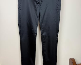 Pantalones D&G vintage de satén negro – Pantalones italianos de corte entallado (talla 42)