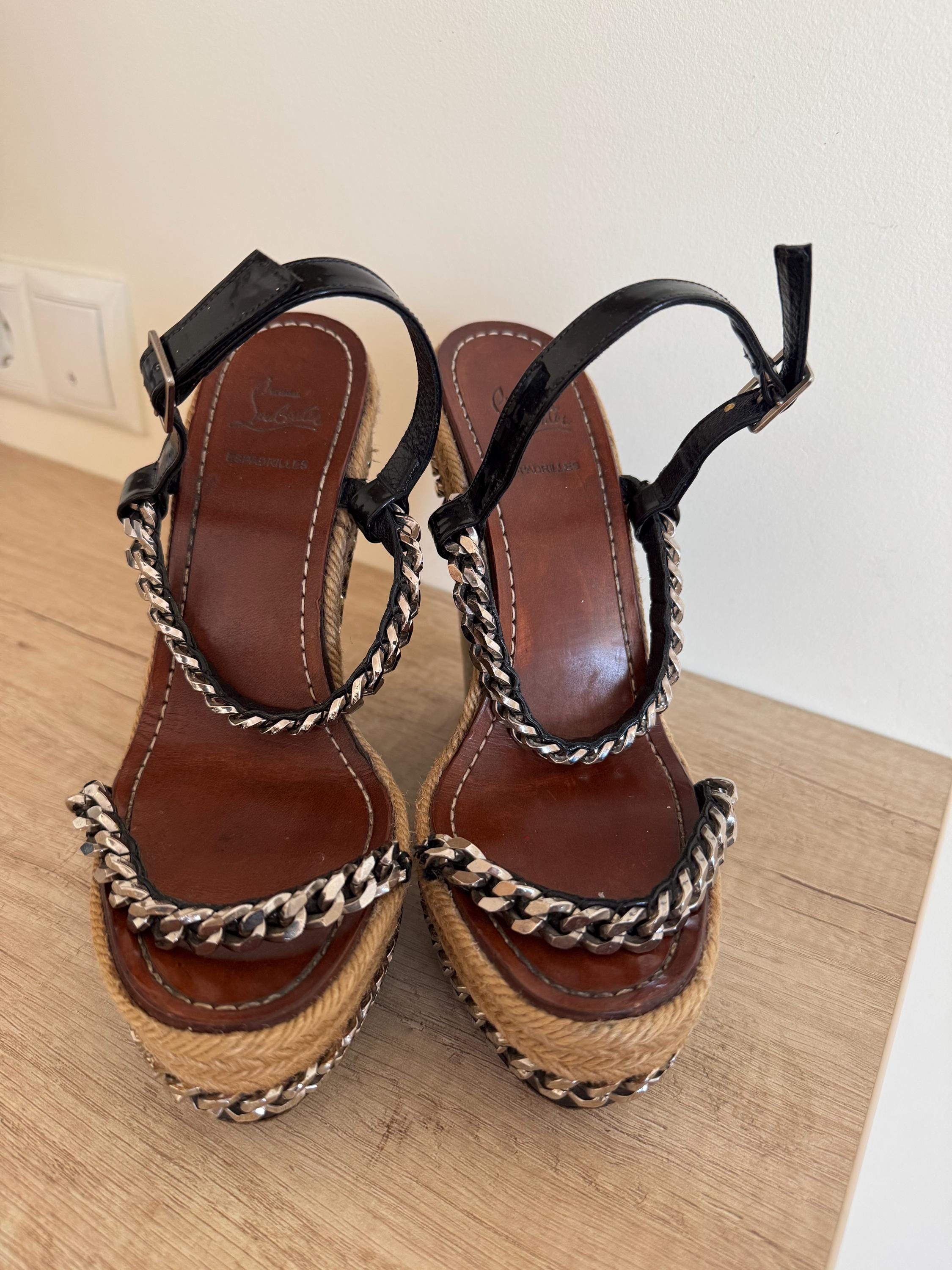 未使用 クリスチャンルブタン ウエッジ サンダル 37 エスパドリーユ ヴィンテージ クリスチャン ルブタン エスパドリーユ ウェッジサンダル