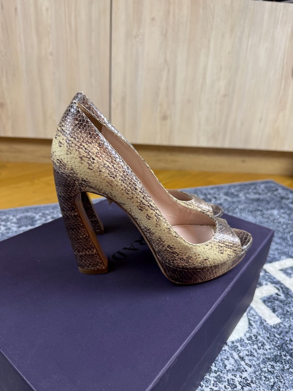 Authentic Vintage Miu Miu Python Peep Toe Heels –… - image 1