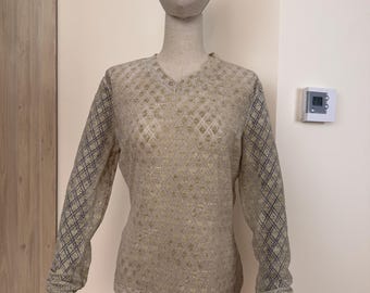 Bluzka z aksamitnej siateczki Vintage Cavalli Jeans | Przezroczysta bluzka Y2K, Włochy (rozmiar L)