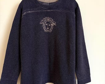 ヴィンテージ ヴェルサーチ メデューサ ウール セーター：XXXL イタリアンニット プルオーバー
