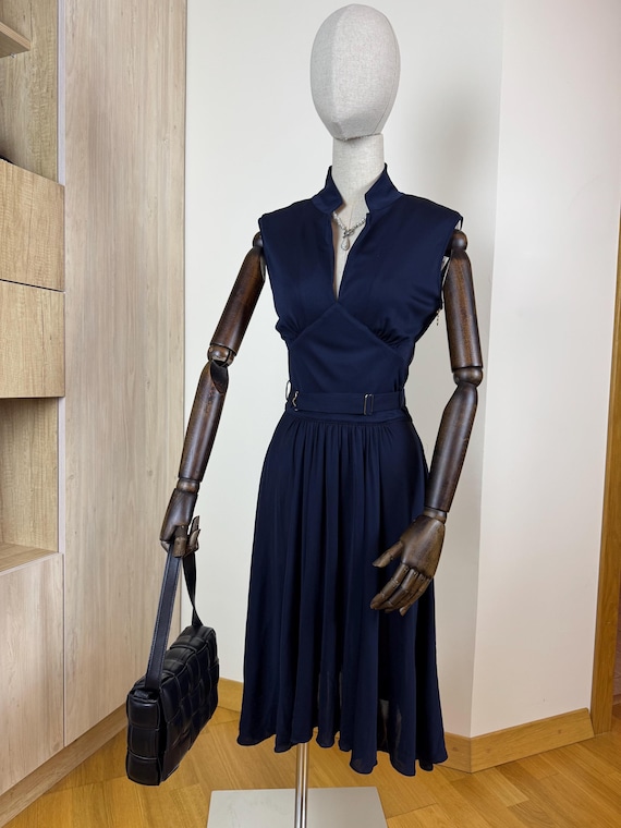 Rochas Navy Blue Rayon Midi Dress: Sleeveless Italian Cocktail Dress - Etsy Australia Rochas Navy Blue Rayon Midi Dress: Sleeveless Italian Cocktail Dress - Etsy Australia