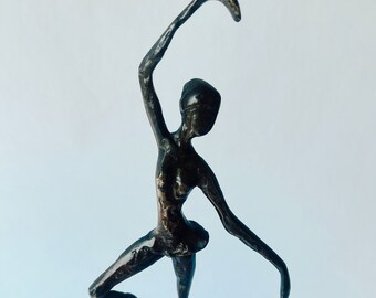 Vintage Solid Bronze Ballerina Sculpture, Modernist Art Sculpture