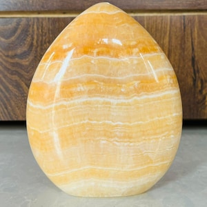 Freeform 165 MM Natural yellow Zebra calcite Freeform well polished freeform | Metaphysical Meditation Crystal Healing