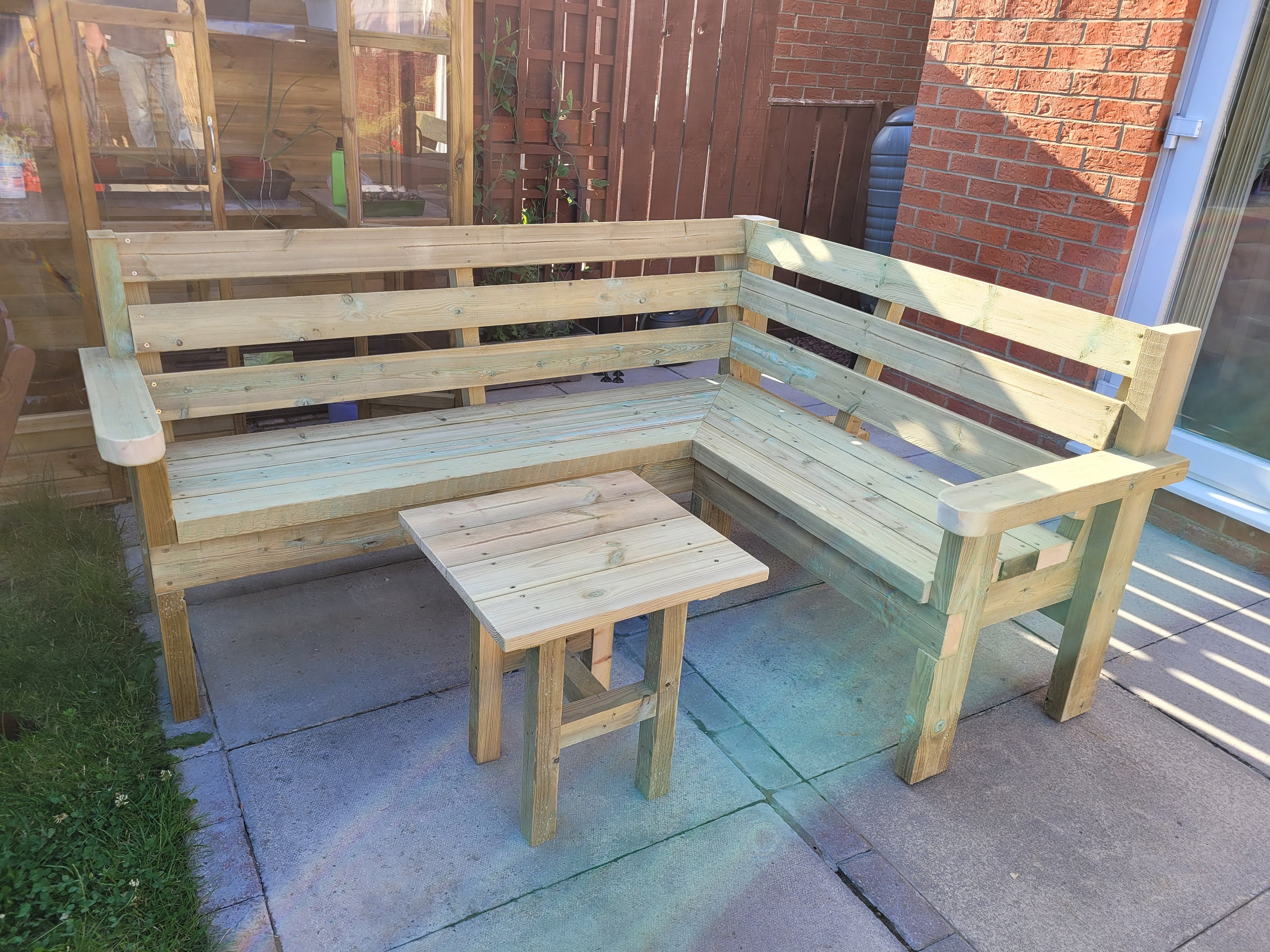 Window L Shaped Corner Ottoman Bench Garden Sofa L Shape Wooden