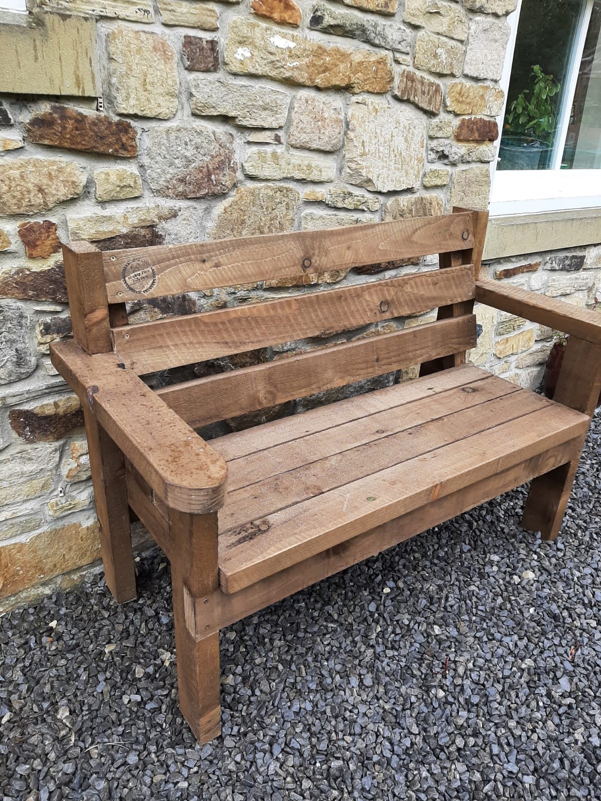 Rustic Garden Bench 2 3 Seater Large Rounded Arms Handcrafted Etsy