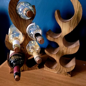 Wooden Wine rack 6 Bottle Holder Deer Antler style handcrafted