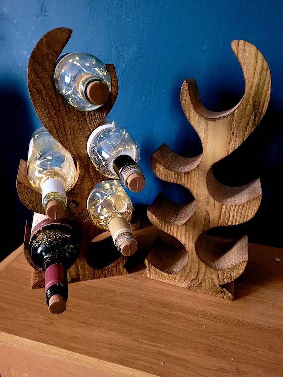 Wooden Wine rack 6 Bottle Holder Deer Antler style handcrafted