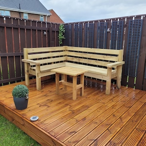 Garden Sofa L Shape Wooden Corner Unit Outdoor Bench Etsy
