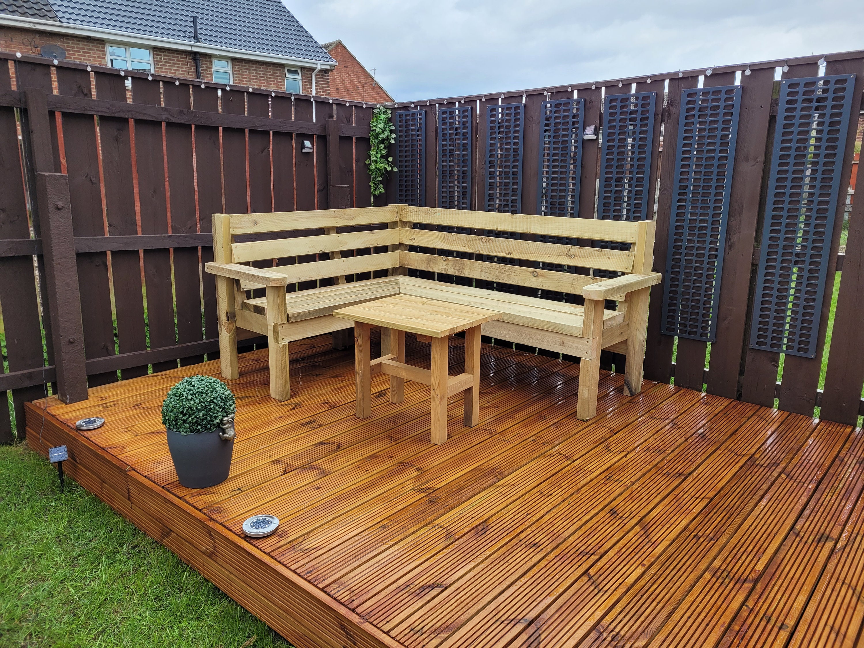 Garden Sofa L Shape Wooden Corner Unit Outdoor Bench Etsy