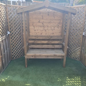 Rustic Arbour Wooden Garden Bench Covered 2-3 seater handcrafted