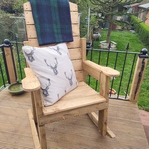 Wooden Garden Outdoor Rocking Chair High Backed Seat Handcrafted