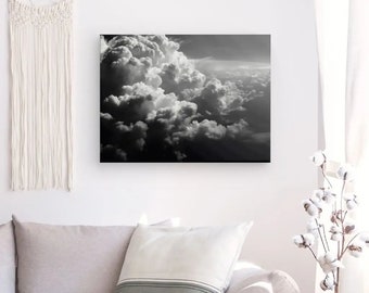 Bewölkte Wolken Baumwolle Schwarz-Weiß-Malerei
