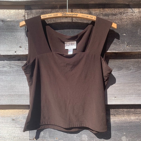 Vintage Joseph Ribkoff Slinky Espresso Brown Cropped Tank Top Size L / 10 Vintage Tank Top