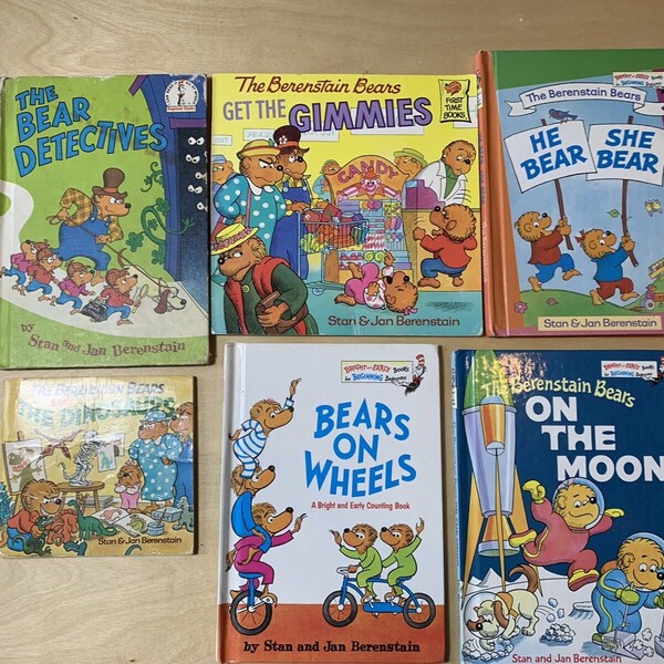 Berenstain Bears Books Set of 5 3 Hardcover, 2 Softcover, 80s-00s Berenstain Bears Children's Books Vintage Books