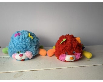 Vintage POPPLES 1986 MATTEL Reversible Mini Puffling Set Of 2 Blue & Red