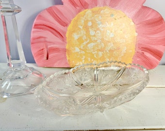 Higbee Glass Oval Candy Dish With Thistle Panel Pattern EAPG Antique No Chips Rare Antique Glass Trinket Dish Cottagecore