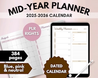 September Start Digital Planning | Dated Mid year planner 2025 - 2026 | Academic year life planner templates