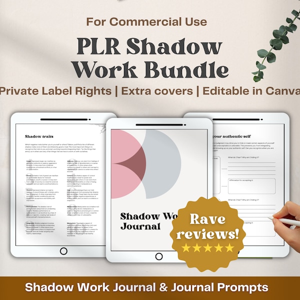 PLR Shadow Work Journal Bundle | Editable Shadow Work Planner | Canva templates | Commercial license | Done for you | PLR Digital Product