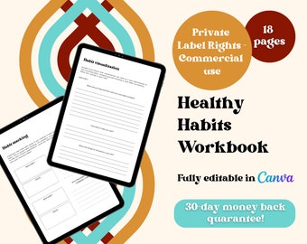 Resellable PLR Habit Workbook | Editable Canva Templates | Habit Mastery | Commercial Use | Lead Magnet