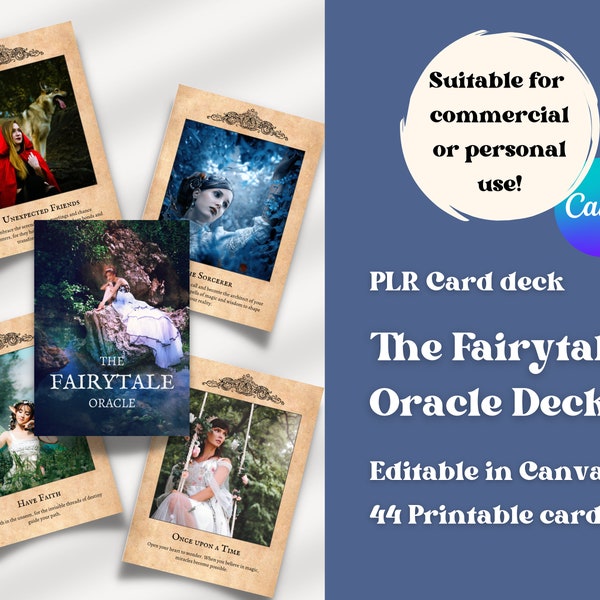 PLR Indie Fairytale Oracle Deck | Printable Card Deck | Editable Canva Cards | Commercial use | Done for you | Private Label Rights