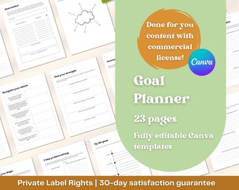 Resellable Goal Planner & Smart Goal Template | Canva Goal Templates for resell | Goal Mastery Resources | Commercial use