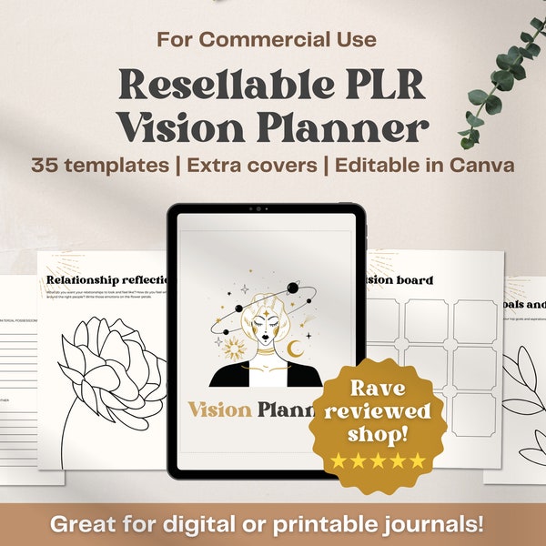 PLR Vision Board Planner with Resell Rights | Editable Vision Planner | Personalized Vision Mapping | Done for you | Commercial use