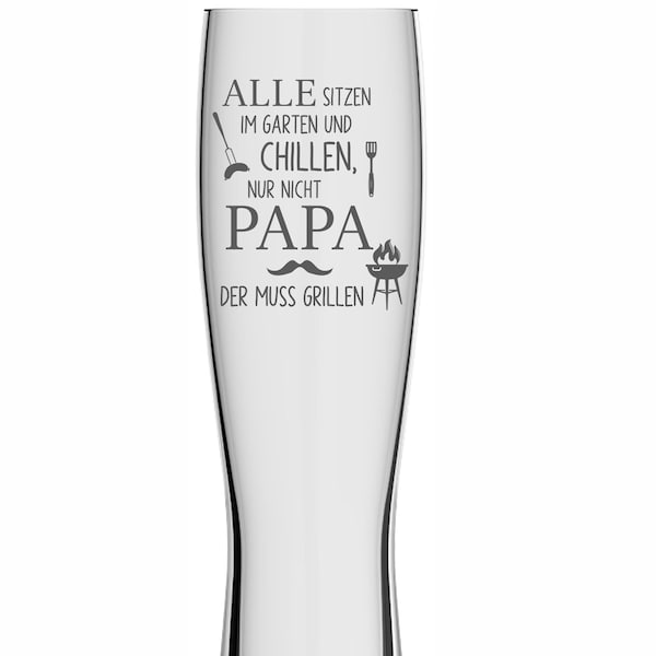 Bierglas Papa Weizen Geschenk Vatertag -Bierglas Grill & Chill -coole Geschenkidee -Geburtstag