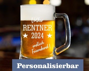 Geschenk Bierkrug Rente Bierglas mit Namen Geschenkidee - endlich Feierabend