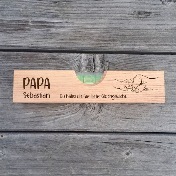 Wasserwaage mit Gravur- Geschenk Vatertag Geburtstag Papa