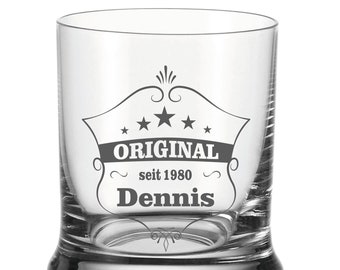 Whiskyglas mit Gravur Wunschname personalisiertes Trinkglas Geburtstag- Geschenkidee -Modern