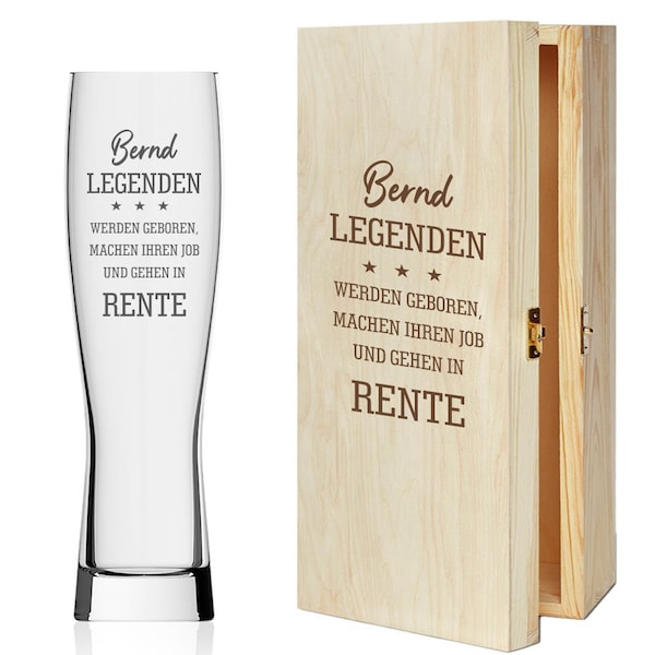 Geschenk Rente Bierglas mit Namen Weizen Glas Wunschname -Weizenbier - Geschenkidee - Ruhestand