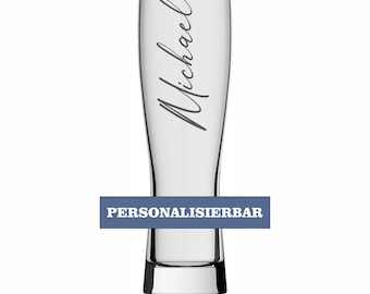 Bierglas mit Namen Weizen Glas Wunschname Vatertag -Weizenbier - Geschenkidee -Geburtstag - Weihnachten personalisiert