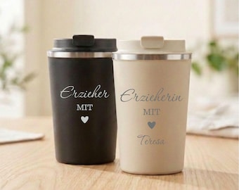 Thermobecher mit Herz | Geschenk Erzieherin Erzieher | Lehrer Lehrerin | Hebamme | Kollegin Kollege | Dankeschön Geschenk | Abschied
